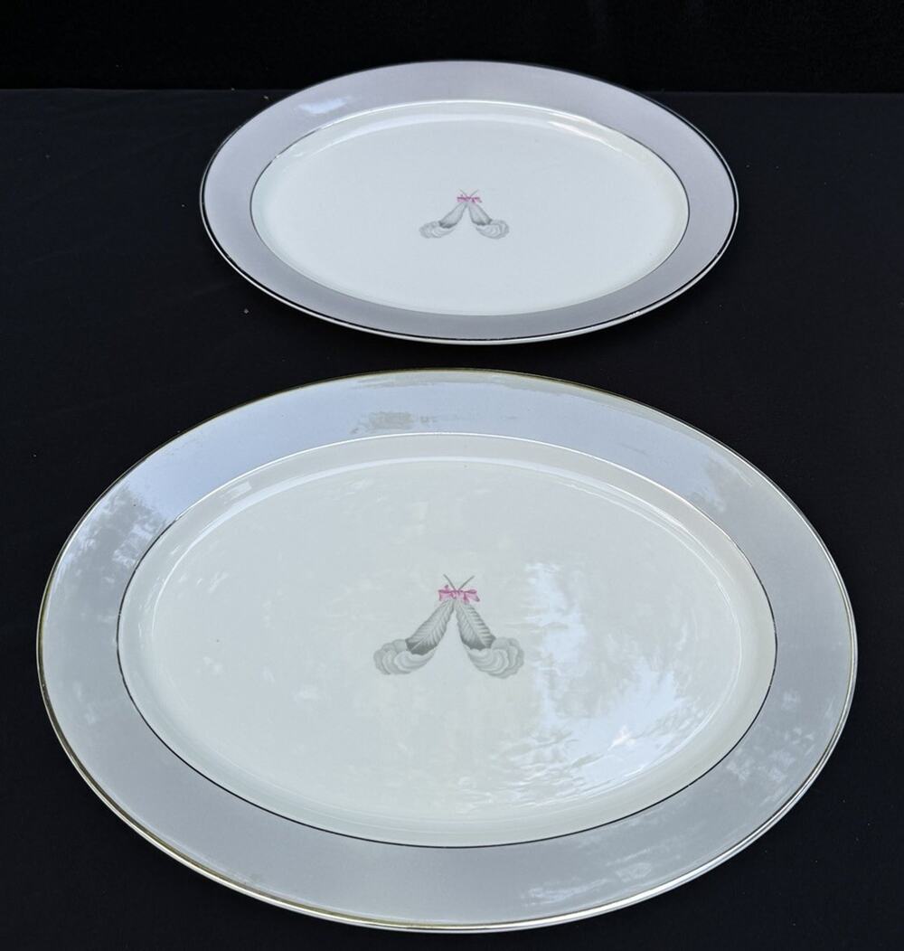 2 Vintage Syracuse China Serving Platters Coronet Pattern 12” & 14” EUC